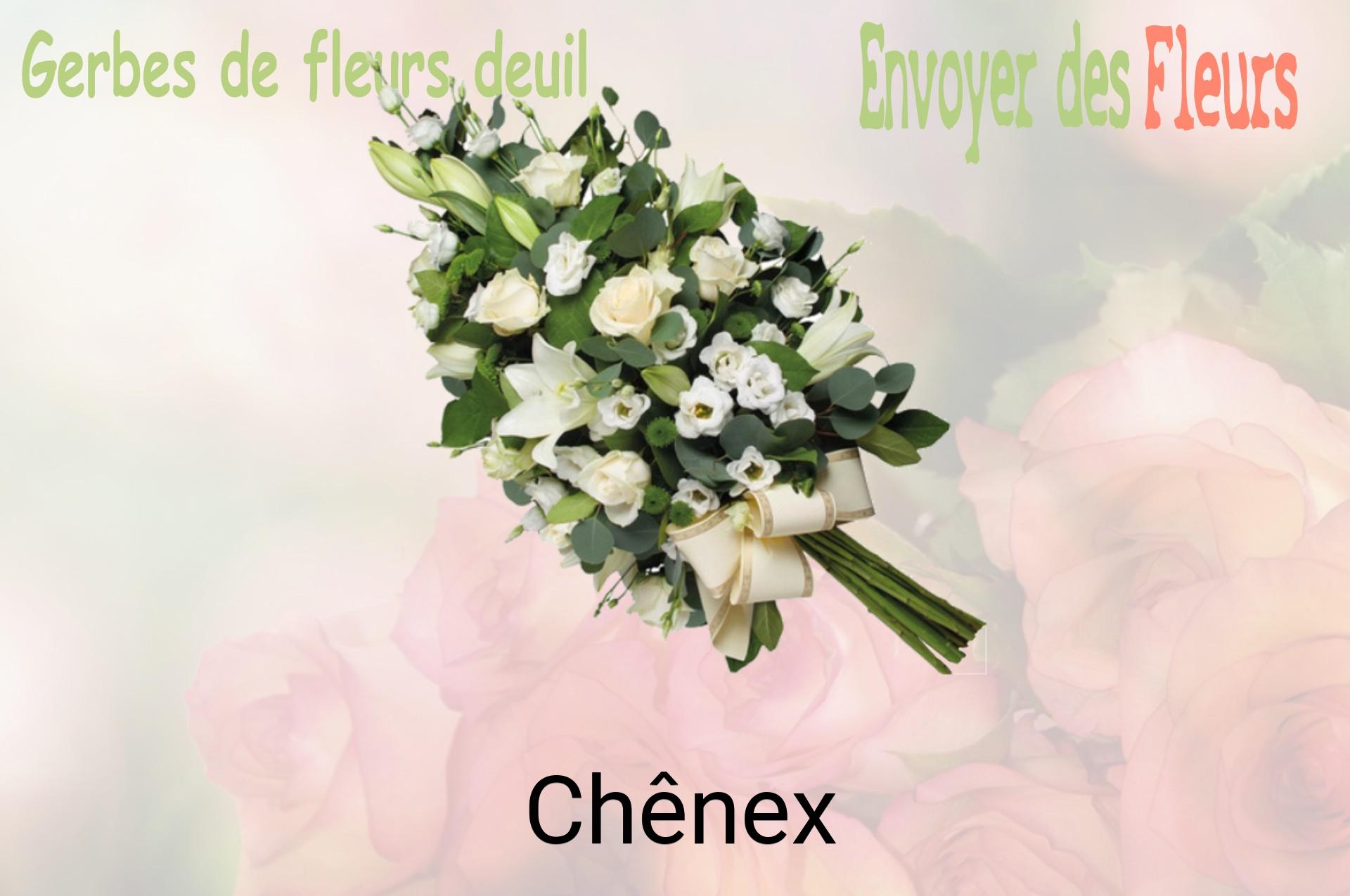 Gerbe de fleurs de deuil livrée à Chênex